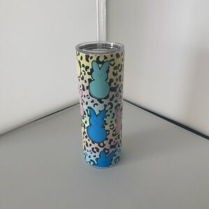 Pastel Peeps Bunny Leopard Print Tumbler 20oz, homemade, NWOT